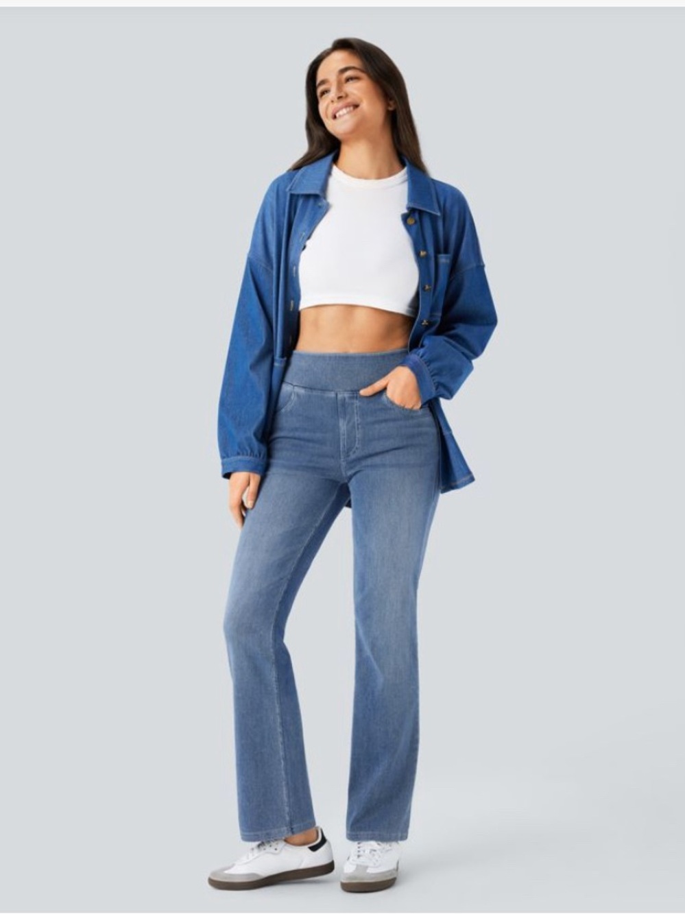 HALARA Women's Straight Leg Jeans in Blue Denim